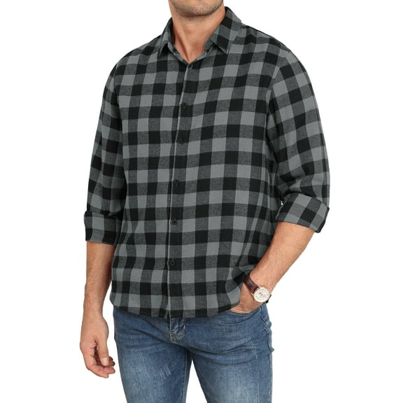 Iceglad Mens Flannel Plaid Shirts Long Sleeve Button Down Shirt Casual Shirts Work Shirts for Men