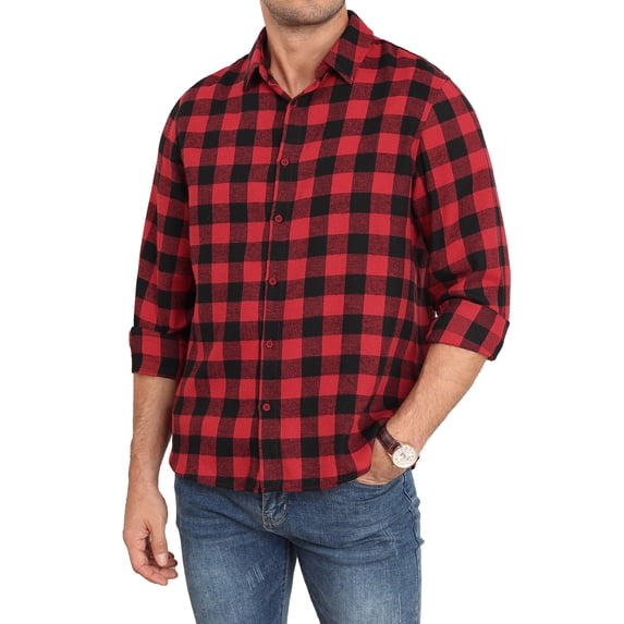 Iceglad Mens Flannel Plaid Shirts Long Sleeve Button Down Shirt Casual Shirts Work Shirts for Men
