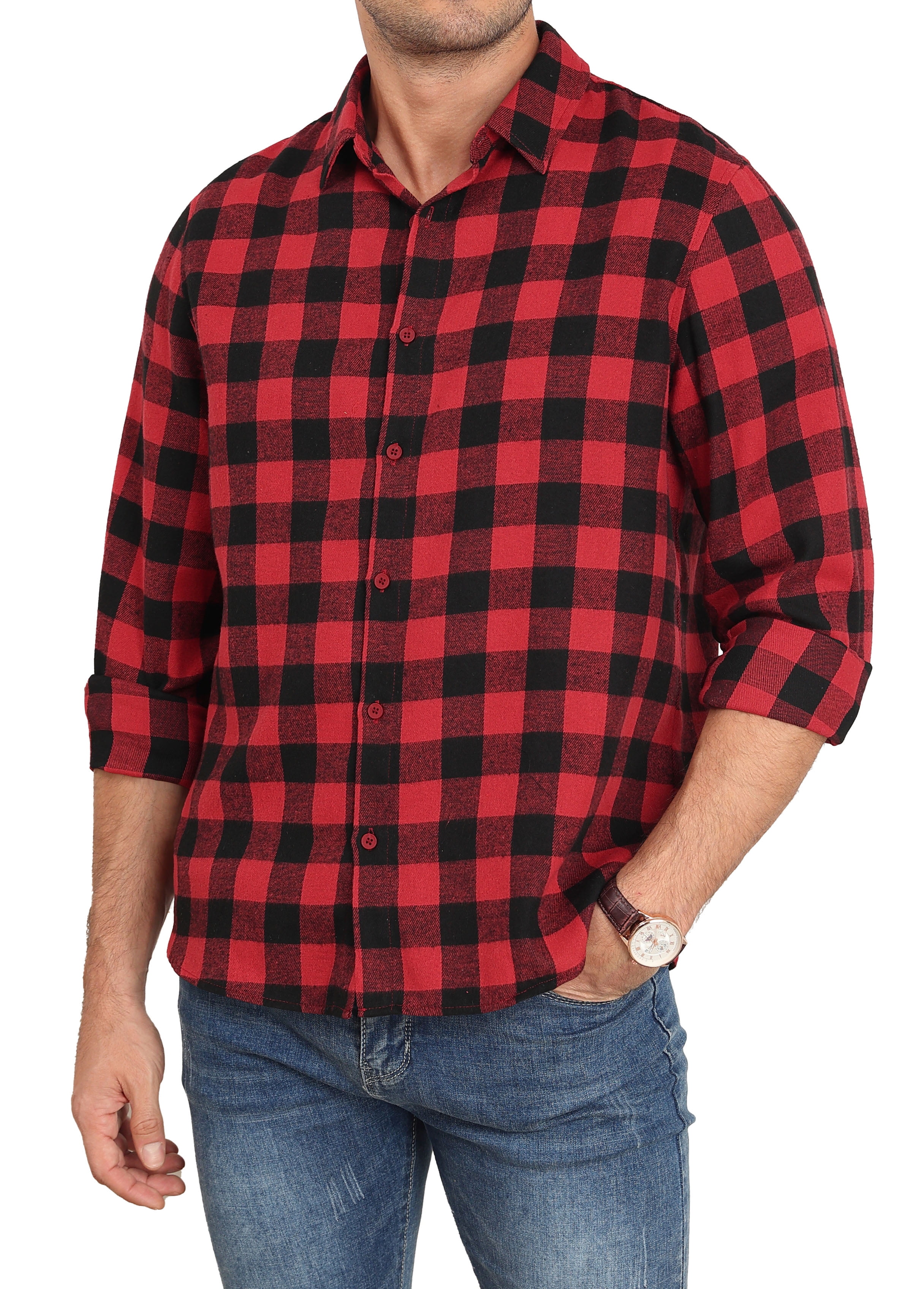 Wrangler Men's Fleece Buffalo Plaid Relaxed Fit Long Sleeve Wrangler Men's Fleece Buffalo Plaid Relaxed Fit Long Sleeve