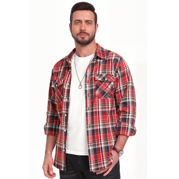 Iceglad Mens Flannel Plaid Shirts Long Sleeve Button Down Shirt Casual Shirts Work Shirts for Men