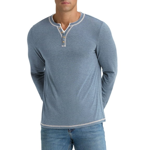 Iceglad Mens Henley Shirts Long Sleeve T Shirt Fashion Casual Slim V Neck Shirts