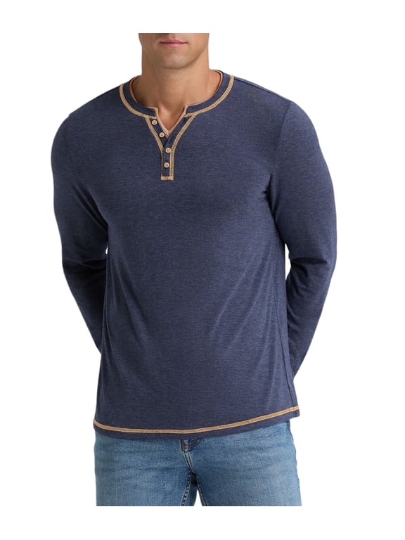 Mens Henley Shirts Long Sleeve T Shirt Fashion Casual Slim V Neck Shirts