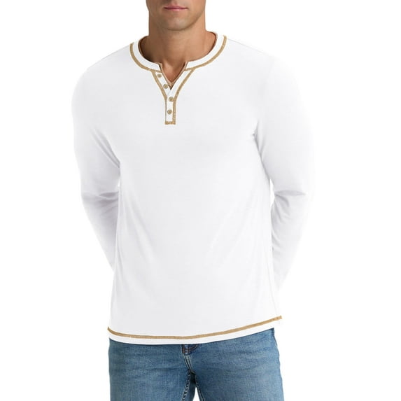 Iceglad Mens Henley Shirts Long Sleeve T Shirt Fashion Casual Slim V Neck Shirts
