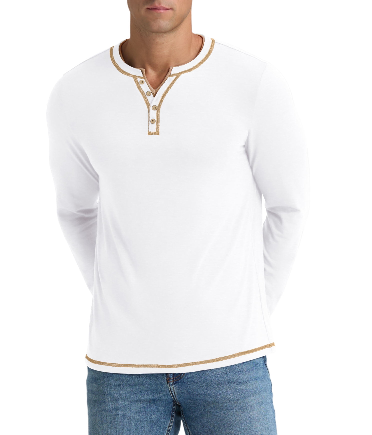 Iceglad Mens Henley Shirts Long Sleeve T Shirt Fashion Casual Slim V ...