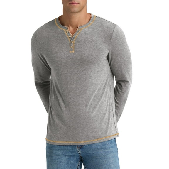 Iceglad Mens Henley Shirts Long Sleeve T Shirt Fashion Casual Slim V Neck Shirts