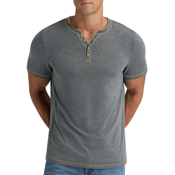 Iceglad Mens Henley Shirts Short Sleeve T Shirt Fashion Casual Slim V Neck Shirts