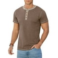 thumbnail image 1 of Iceglad Mens Henley Short Sleeve T-Shirt Cotton Lightweight Button T-Shirts Basic Casual Shirts Vg Brown 2XL, 1 of 10