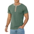 thumbnail image 1 of Iceglad Mens Henley Short Sleeve T-Shirt Cotton Lightweight Button T-Shirts Basic Casual Shirts Vg Dark Green M, 1 of 10