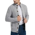thumbnail image 1 of Iceglad Mens Long Sleeve Stand Collar Cardigan Sweaters Button Down Cable Knitted Sweater, 1 of 10