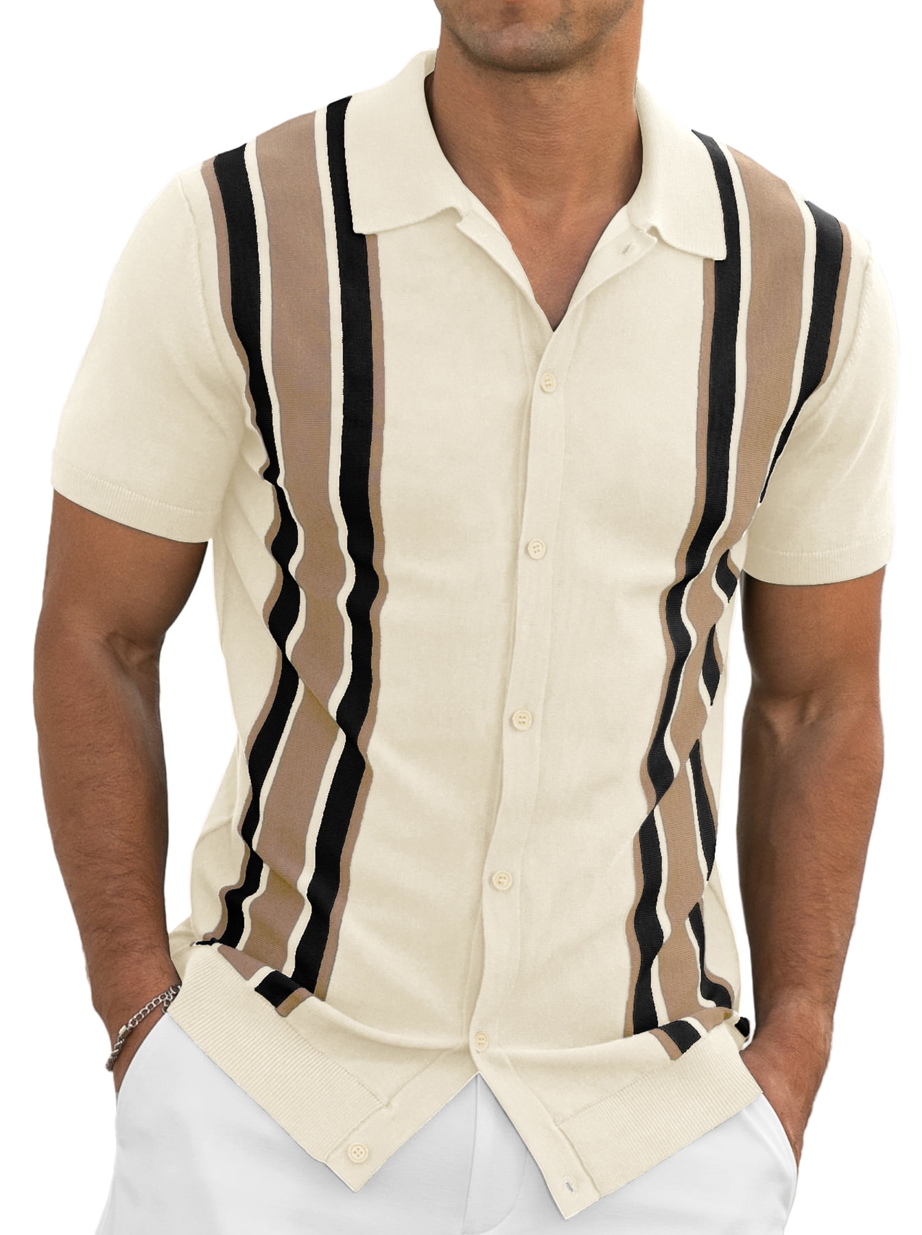 Iceglad Mens Polo Shirts Vintage Striped Knitting Philippines Ubuy