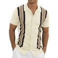 thumbnail image 1 of Iceglad Mens Polo Shirts Vintage Striped Knitting Short Sleeves Button Down Golf Shirts, 1 of 10