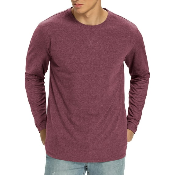 Iceglad Mens Premium Cotton Fashion Casual Crew Neck Long Shirts