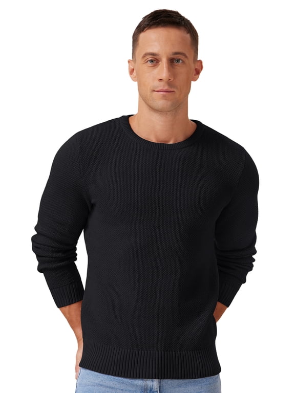 Mens Pullover Sweater Soft Lightweight Casual Classic Crewneck Knitwear Sweaters with Ribbing Edge