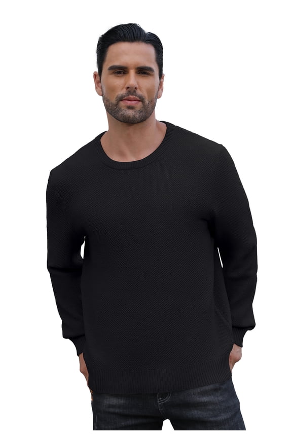 Mens Pullover Sweater Soft Lightweight Casual Classic Crewneck Knitwear Sweaters with Ribbing Edge