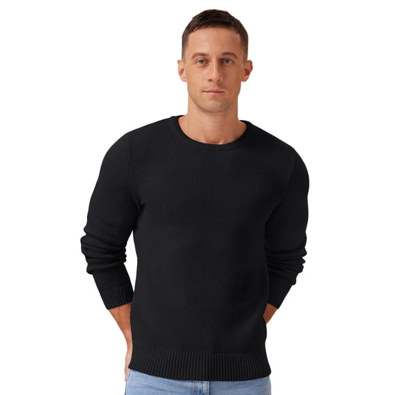 Iceglad Mens Pullover Sweater Soft Lightweight Casual Classic Crewneck Knitwear Sweaters with Ribbing Edge