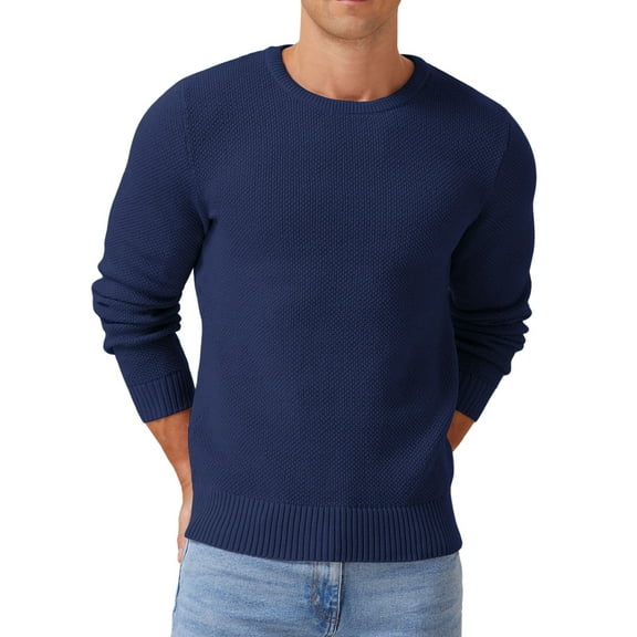 Iceglad Mens Pullover Sweater Soft Lightweight Casual Classic Crewneck Knitwear Sweaters with Ribbing Edge