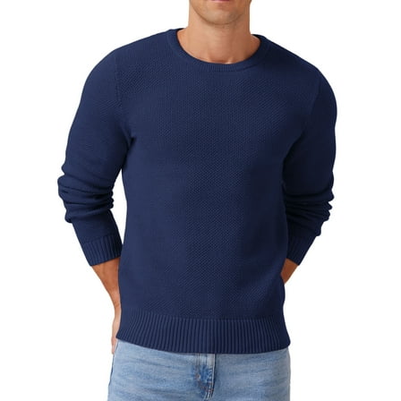 Iceglad Mens Pullover Sweater Soft Lightweight Casual Classic Crewneck Knitwear Sweaters with Ribbing Edge