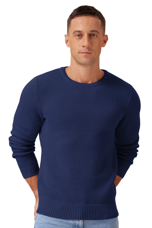 Mens Pullover Sweater Soft Lightweight Casual Classic Crewneck Knitwear Sweaters with Ribbing Edge
