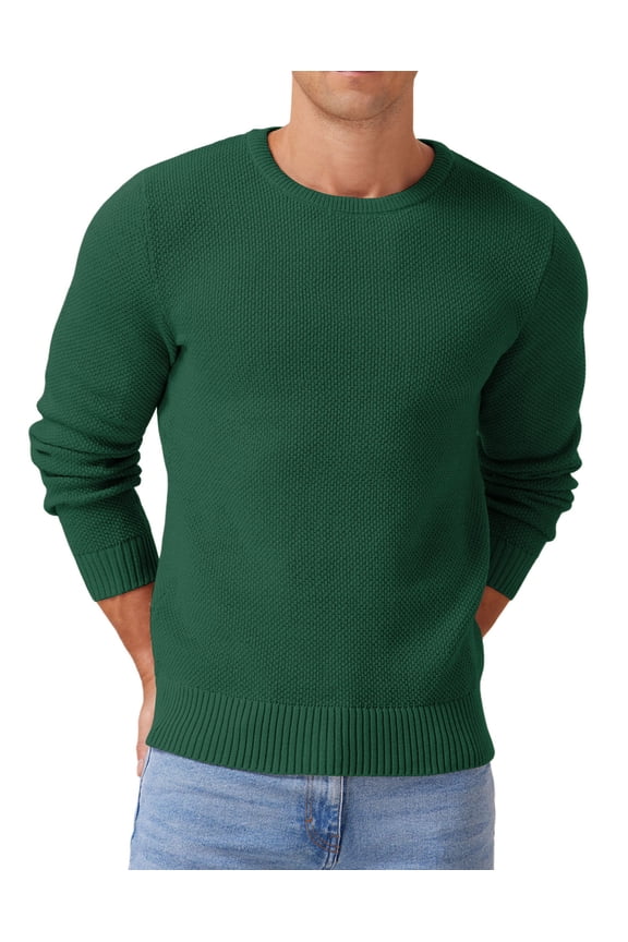 Mens Pullover Sweater Soft Lightweight Casual Classic Crewneck Knitwear Sweaters with Ribbing Edge