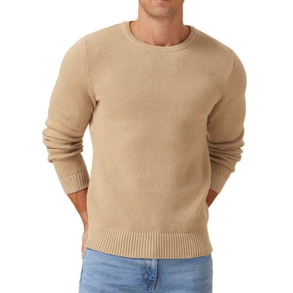 Iceglad Mens Pullover Sweater Soft Lightweight Casual Classic Crewneck Knitwear Sweaters with Ribbing Edge