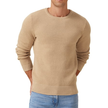 Iceglad Mens Pullover Sweater Soft Lightweight Casual Classic Crewneck Knitwear Sweaters with Ribbing Edge