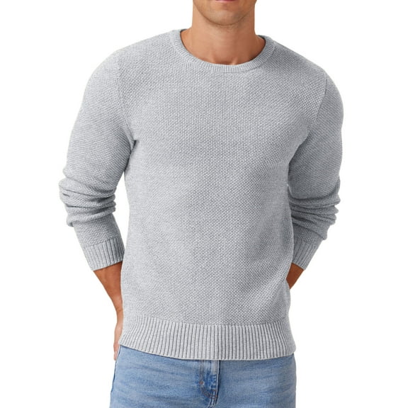 Iceglad Mens Pullover Sweater Soft Lightweight Casual Classic Crewneck Knitwear Sweaters with Ribbing Edge