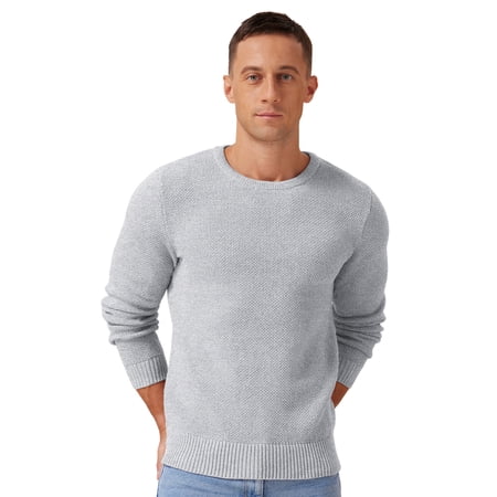 Iceglad Mens Pullover Sweater Soft Lightweight Casual Classic Crewneck Knitwear Sweaters with Ribbing Edge