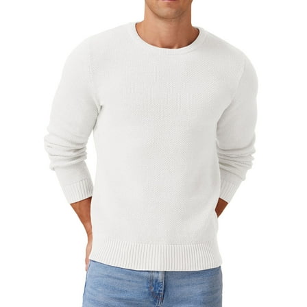 Iceglad Mens Pullover Sweater Soft Lightweight Casual Classic Crewneck Knitwear Sweaters with Ribbing Edge