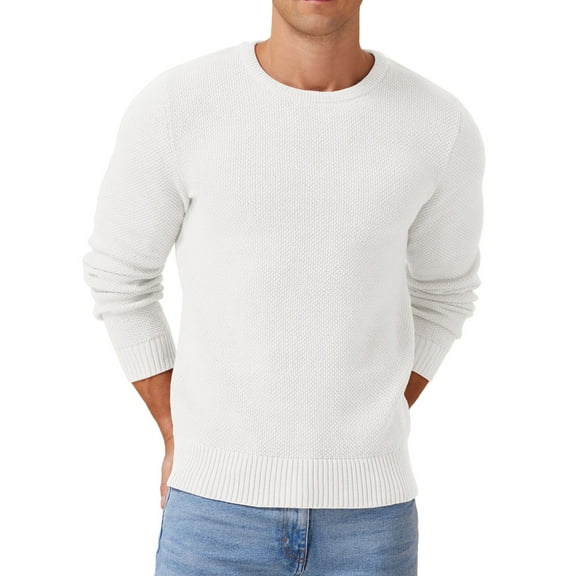 Iceglad Mens Pullover Sweater Soft Lightweight Casual Classic Crewneck Knitwear Sweaters with Ribbing Edge