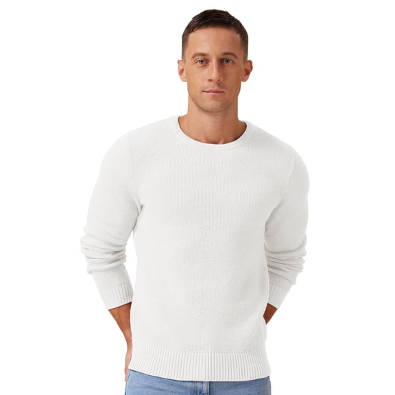 Iceglad Mens Pullover Sweater Soft Lightweight Casual Classic Crewneck Knitwear Sweaters with Ribbing Edge