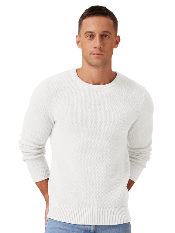 Mens Pullover Sweater Soft Lightweight Casual Classic Crewneck Knitwear Sweaters with Ribbing Edge