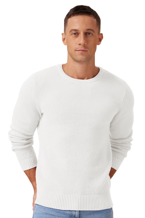 Mens Pullover Sweater Soft Lightweight Casual Classic Crewneck Knitwear Sweaters with Ribbing Edge