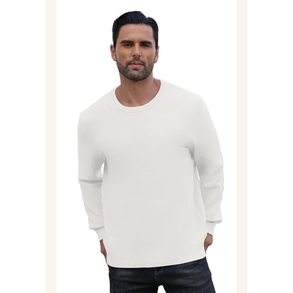Iceglad Mens Pullover Sweater Soft Lightweight Casual Classic Crewneck Knitwear Sweaters with Ribbing Edge