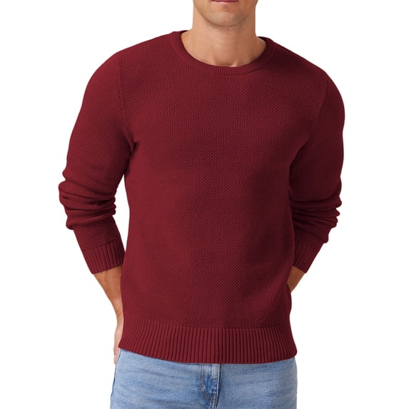 Iceglad Mens Pullover Sweater Soft Lightweight Casual Classic Crewneck Knitwear Sweaters with Ribbing Edge