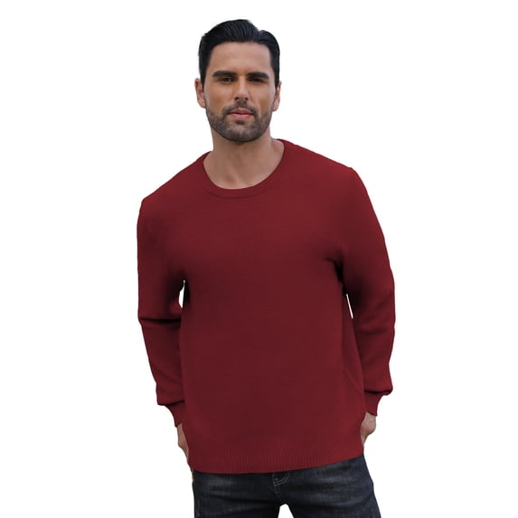 Iceglad Mens Pullover Sweater Soft Lightweight Casual Classic Crewneck Knitwear Sweaters with Ribbing Edge