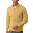 thumbnail image 1 of Iceglad Mens Quarter Zip Sweater Cable Knit Stand Collar Pullover Casual Thermal Knitwear, 1 of 7