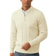 thumbnail image 1 of Iceglad Mens Quarter Zip Sweater Cable Knit Stand Collar Pullover Casual Thermal Knitwear, 1 of 7