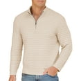 thumbnail image 1 of Iceglad Mens Quarter-Zip Sweater Textured-Knit Mock Neck Pullover Business Casual Slim Fit Knit Texture Sweater, 1 of 8