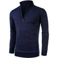 thumbnail image 1 of Iceglad Mens Slim Fit Zip Up Mock Neck Polo Sweater Casual Long Sleeve Sweater and Pullover Sweaters with Ribbing Edge, 1 of 7
