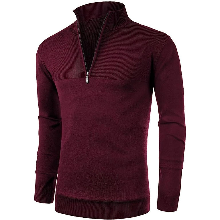 Mens mock neck zip sweater sale