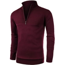 Iceglad Mens Slim Fit Zip Up Mock Neck Polo Sweater Casual Long Sleeve Sweater and Pullover Sweaters with Ribbing Edge