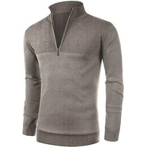 Iceglad Mens Slim Fit Zip Up Mock Neck Polo Sweater Casual Long Sleeve Sweater and Pullover Sweaters with Ribbing Edge