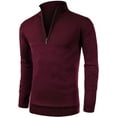 thumbnail image 1 of Iceglad Mens Slim Fit Zip Up Mock Neck Polo Sweater Casual Long Sleeve Sweater and Pullover Sweaters with Ribbing Edge, 1 of 7
