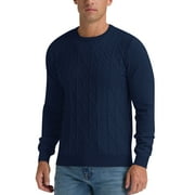 Iceglad Mens Sweater Crewneck Cable Knit Pullover Sweater Casual Twist Textured Sweaters