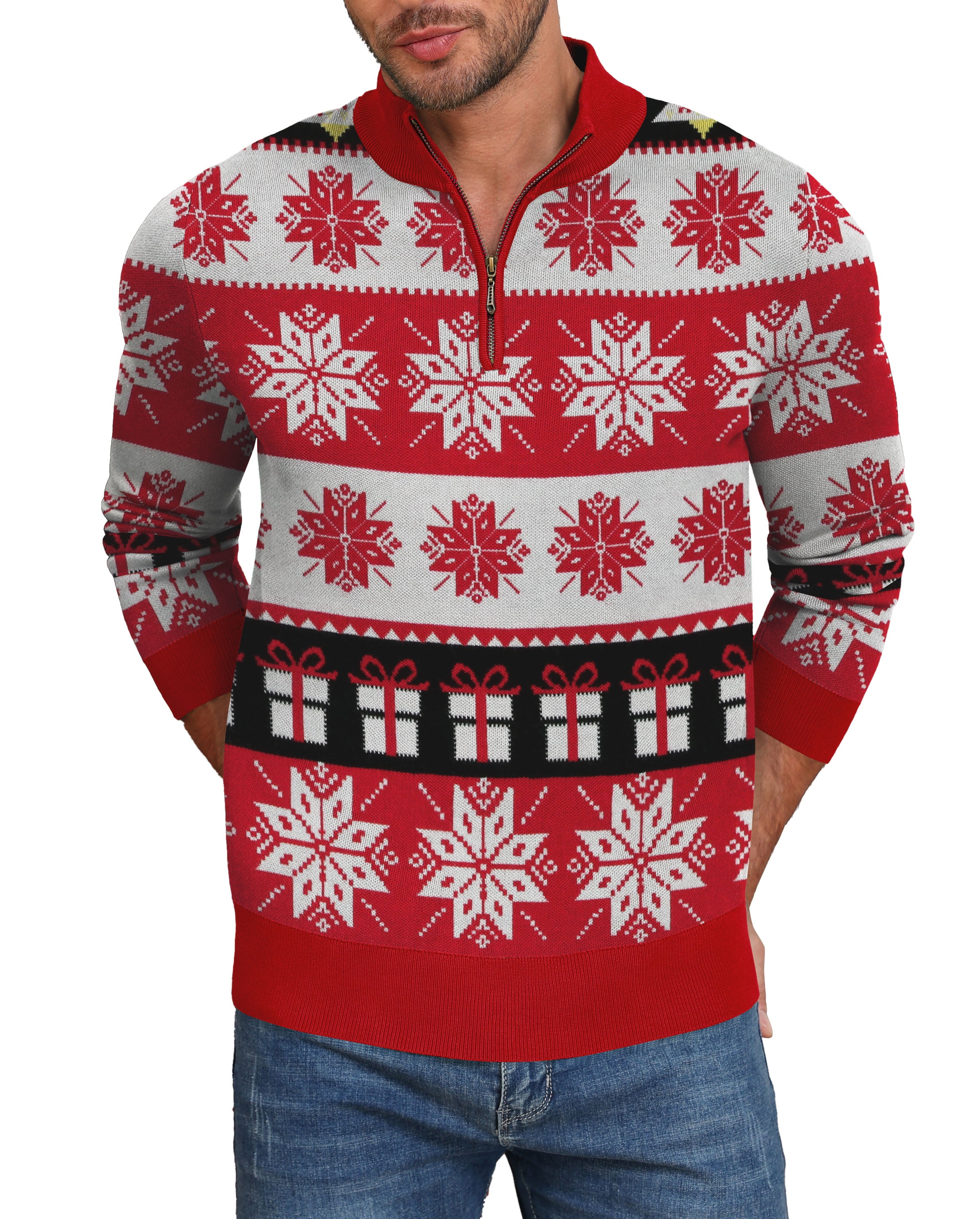 Quarter zip christmas sweater sale