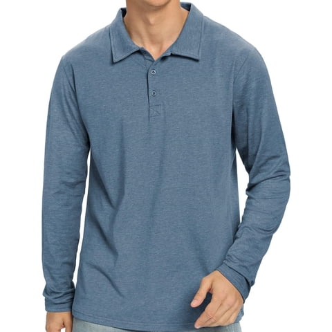 Polo Shirts for Men Long Sleeve Soft Cotton Collared Shirt