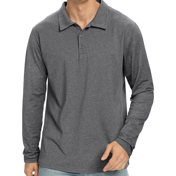 Iceglad Polo Shirts for Men Long Sleeve Soft Cotton Collared Shirt