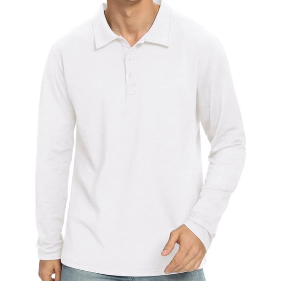 Iceglad Polo Shirts for Men Long Sleeve Soft Cotton Collared Shirt