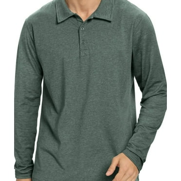 Iceglad Polo Shirts for Men Long Sleeve Soft Cotton Collared Shirt