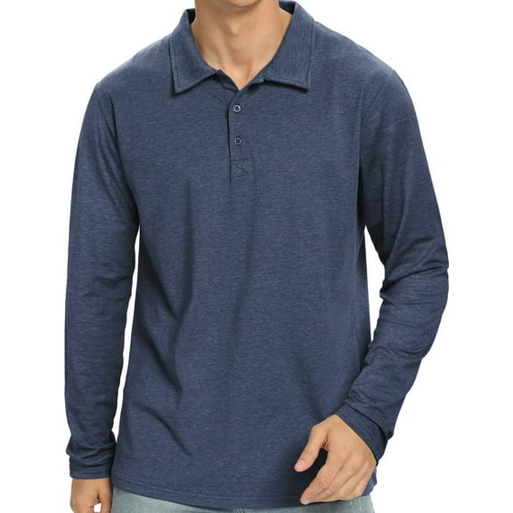 Iceglad Polo Shirts for Men Long Sleeve Soft Cotton Collared Shirt